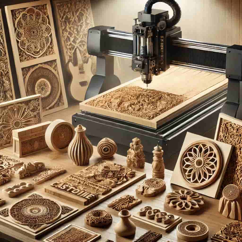 Misurazione di un'incisione su legno con calibro digitale per mostrare la precisione millimetrica della fresatrice CNC