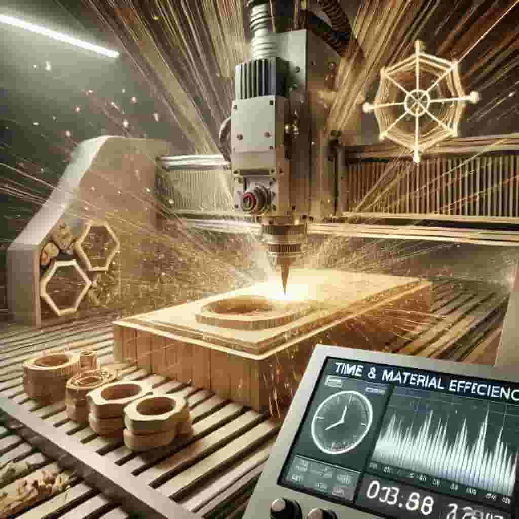 Misurazione di un'incisione su legno con calibro digitale per mostrare la precisione millimetrica della fresatrice CNC